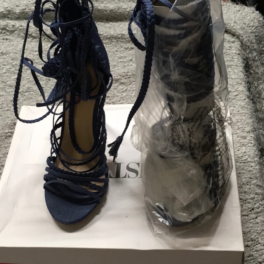 Denim Strappy heels